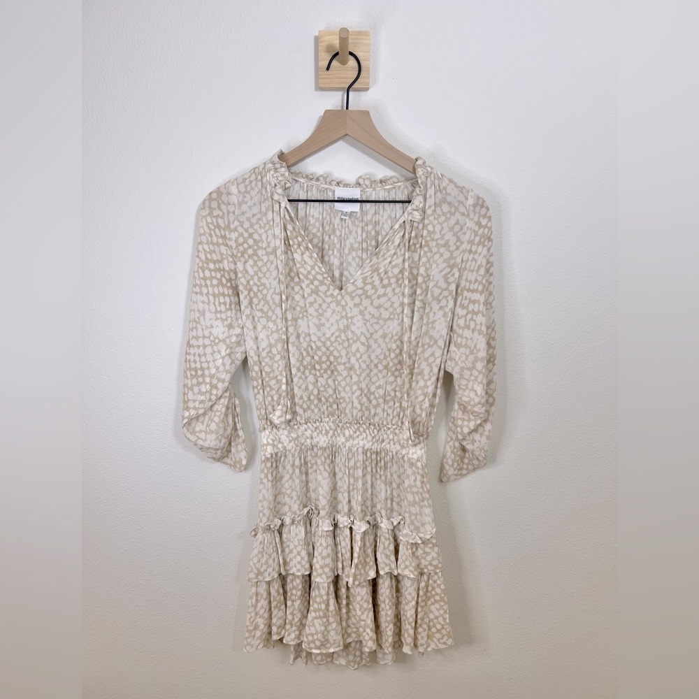 Super cute Skylar & Madison Beige & White Ruffled Mini Dress. Never worn!
